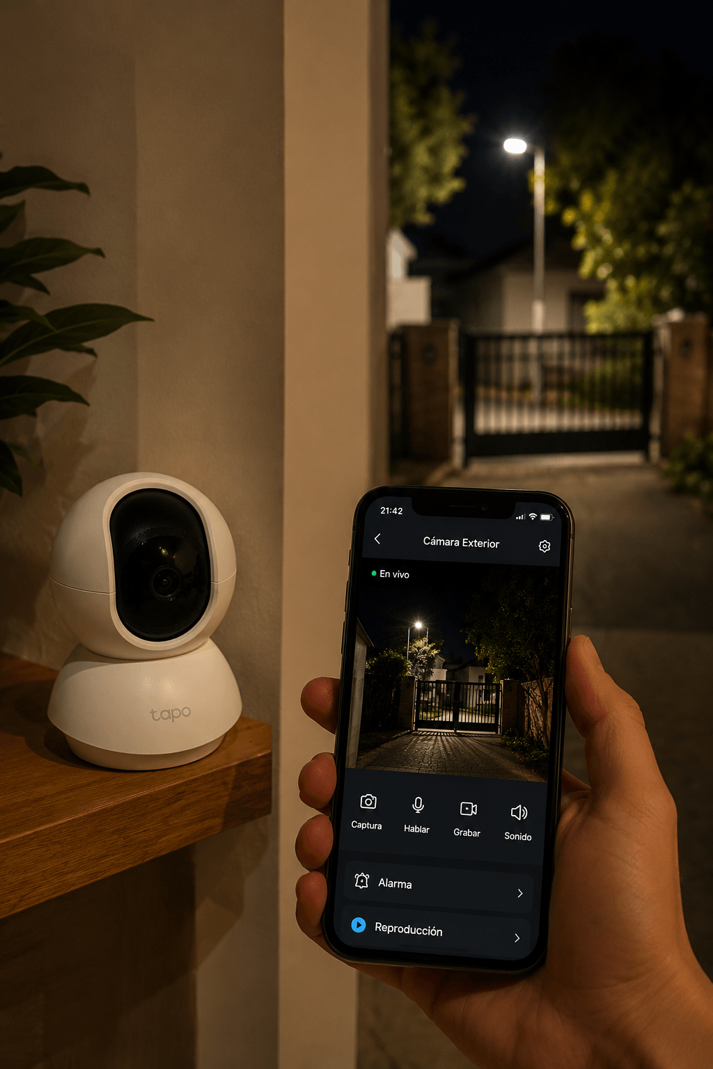Cámara de vigilancia WiFi instalada